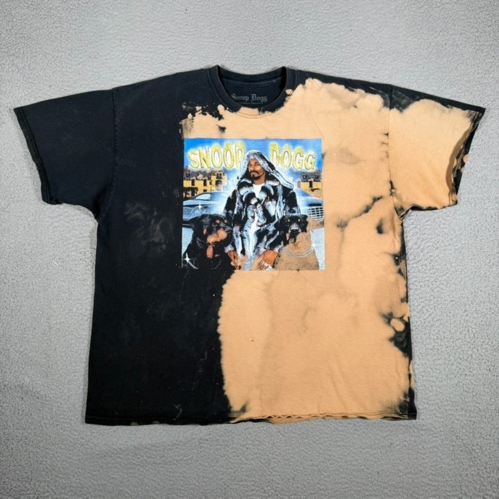 Snoop Dogg Shirt Mens XL Bleach Graphic Rap Tee 100% Cotton Casual Hip Hop Logo